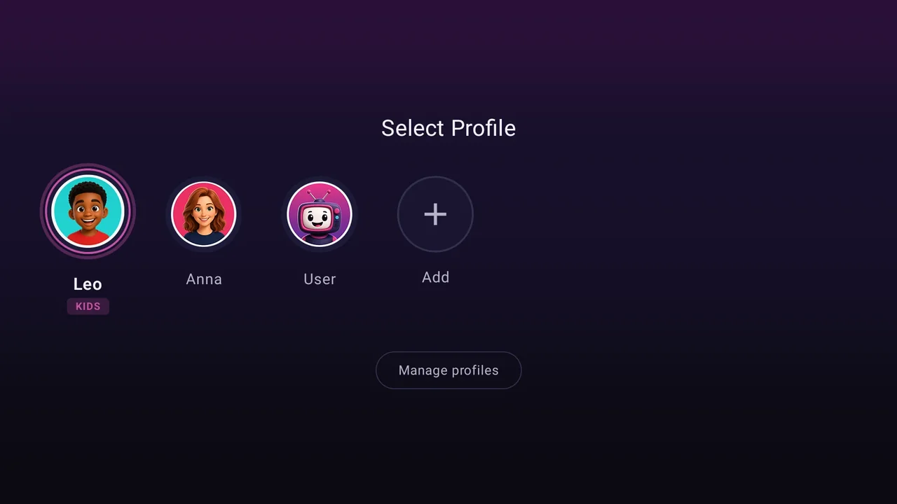 Choosing a profile: Leo with the Kids profile