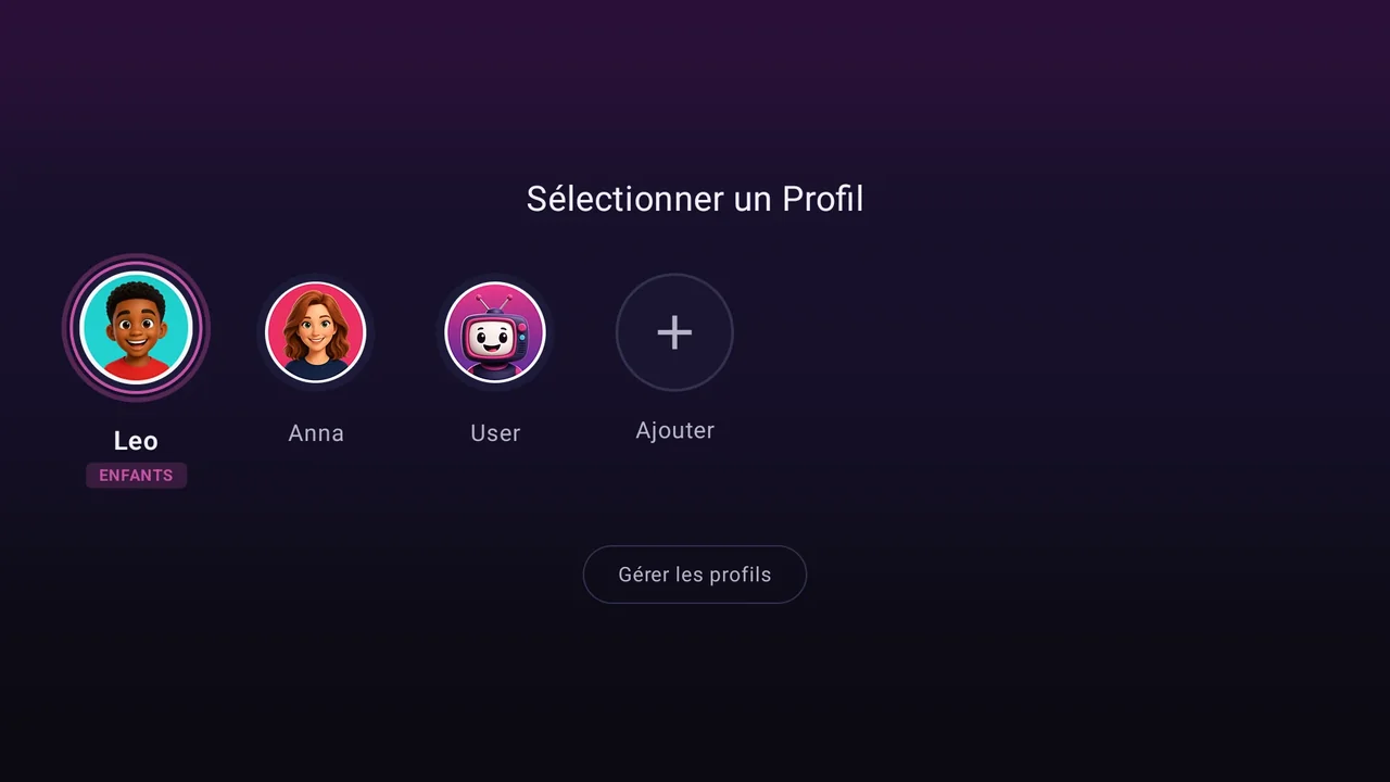 Choix du profil : Leo avec le profil Enfant