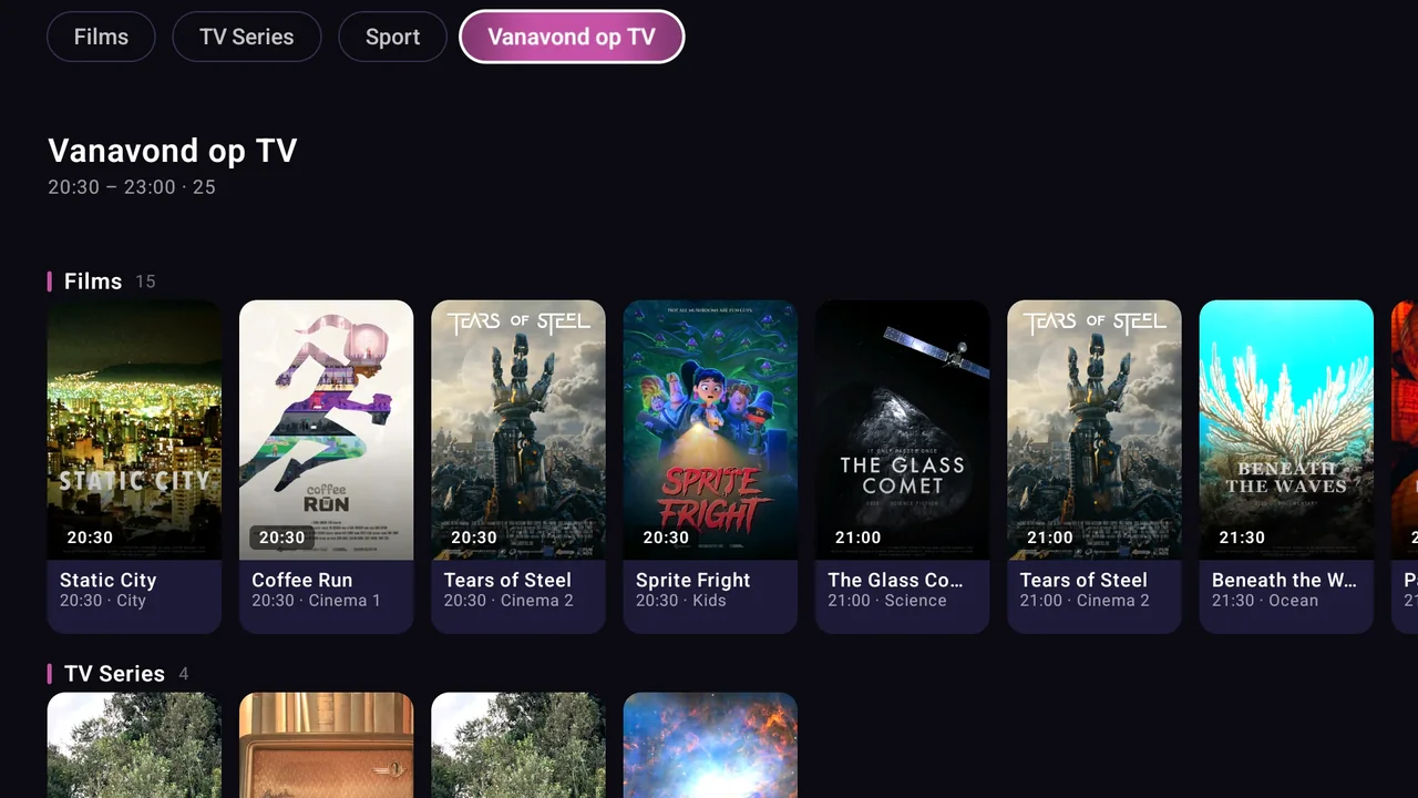 BurgTV-scherm: IPTV‑speler · M3U · Xtream Codes