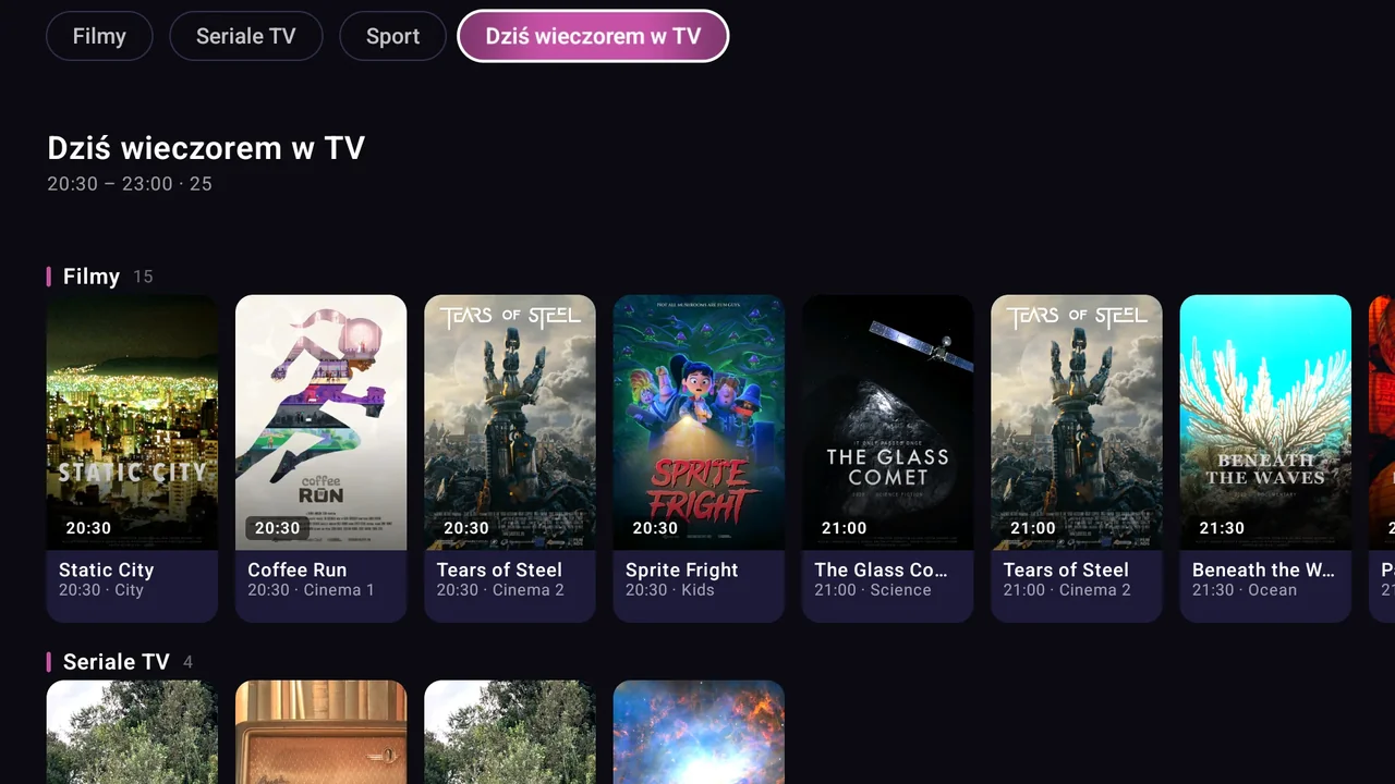 Ekran BurgTV: Odtwarzacz IPTV · M3U · Xtream Codes